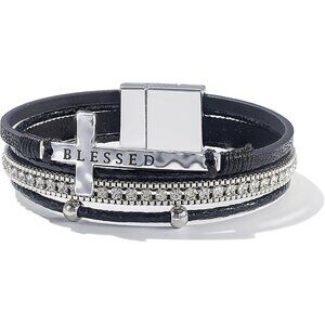Cross Leather Bangle Bracelets Religious Christian Jewelry Gifts for Women